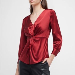NWT Theory Stretch-Silk Knotted Blouse Sz 8